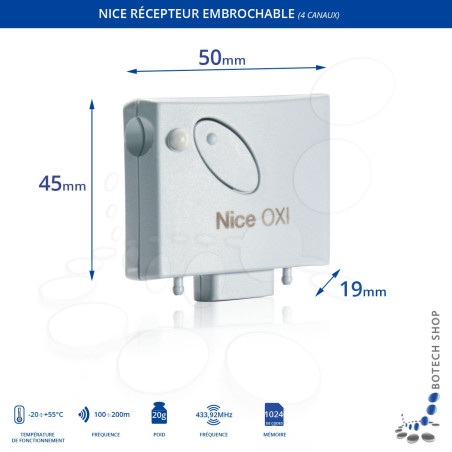 Récepteur NICE OXIT (433.92 MHz) avec émetteur incorporé