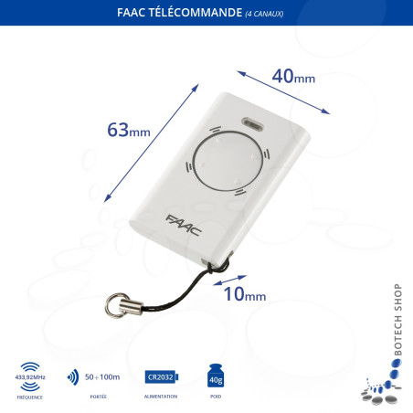 Télécommande FAAC XT4 433 SLH