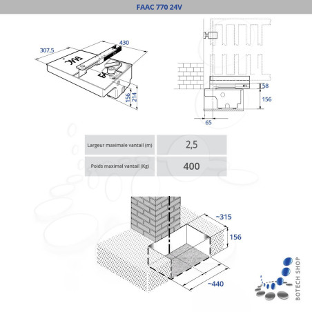 FAAC 770/2 Moteur enterré 24V pour les portails battants - Kit S