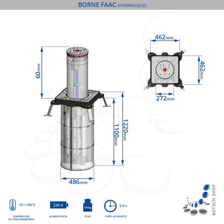 FAAC J275 HA800 Borne escamotable en acier inoxydable 37