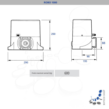 NICE ROBO 1000 Moteur 230V pour les portails coulissants - Kit L