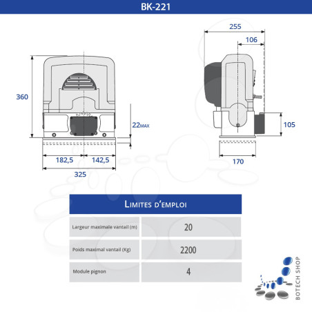 Moteur CAME BK 221 (Kit XL)