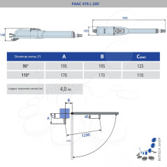 FAAC 415 L/2 Moteur 24V pour les portails battants - Kit M