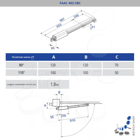 FAAC 402 CBC Moteur 230V pour les portails battants