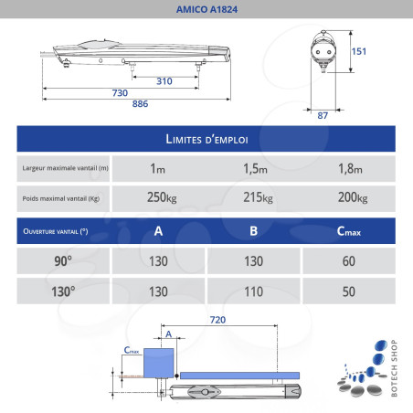CAME AMICO A1824/1 Moteur 24V pour les portails battants - Kit L