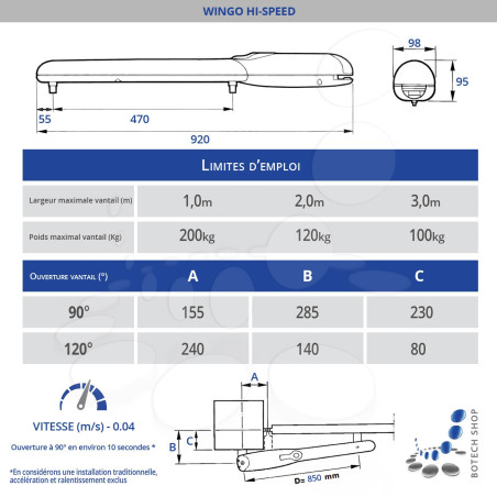 Kit L de motorisation NICE WINGO 3524 HS pour portail battant