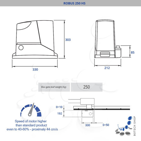 Kit S NICE ROBUS 250 HS Motorisation pour portail coulissant