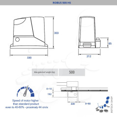 Kit L NICE ROBUS 250 HS Motorisation pour portail coulissant
