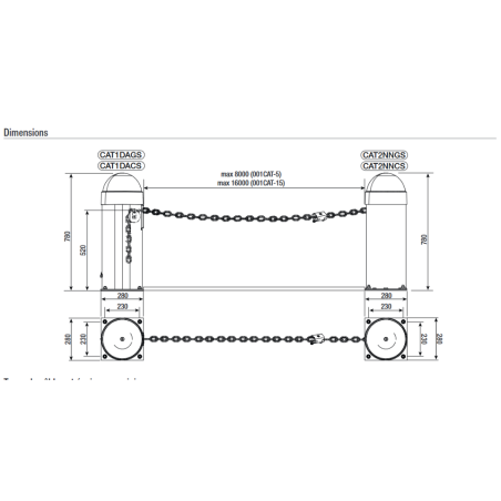 CAME CAT (CAT1DAGS + CAT2NNGS) - Kit barriere à chaine 24V