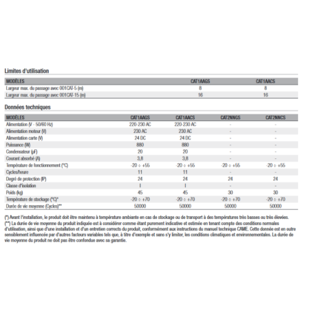 CAME CAT (CAT1AAGS + CAT2NNGS) - Kit de barriere à chaine 230V