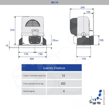 CAME BX 74 Motorisation pour portails coulissants