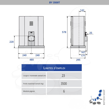 CAME BY 3500T Moteur 400V pour les portails coulissants - Kit L