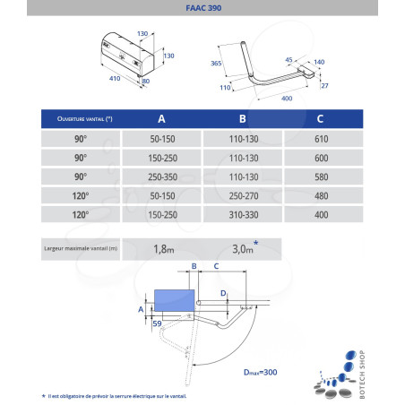 FAAC 390/1 Moteur 230V à bras articulé - Kit L