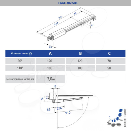 FAAC 402 SBS Moteur 230V pour les portails battants