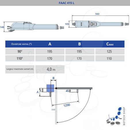 FAAC 415 L Moteur 230V pour les portails battants