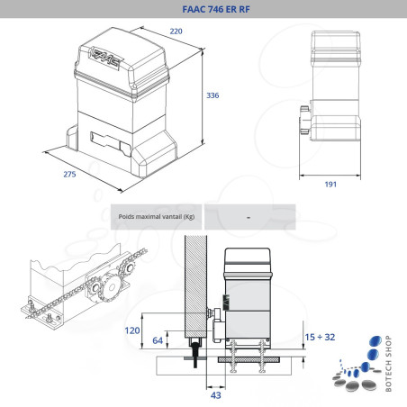 FAAC 746 ER RF motorisation pour portail coulissant