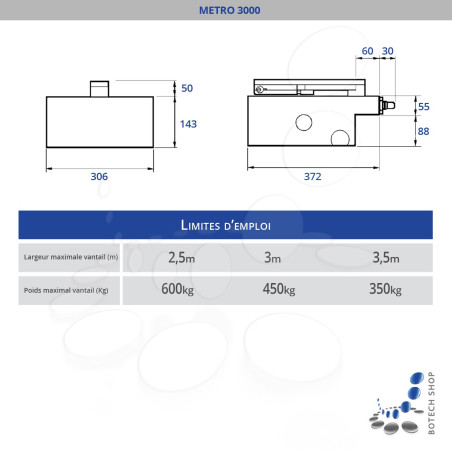 NICE METRO 3000/1 Moteur enterré 230V pour les portails battants - Kit L