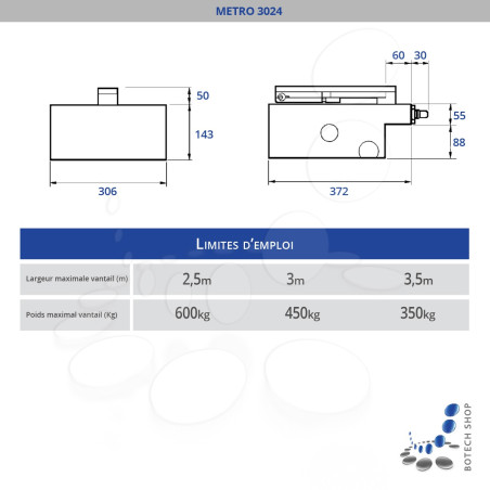 NICE METRO 3024/2 Moteur enterré 24V pour les portails battants - Kit XL