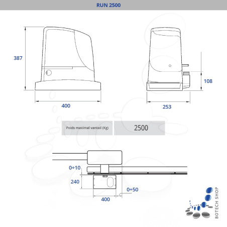 NICE RUN 2500I Moteur 400V pour les portails coulissants