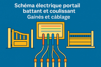 Schéma électrique portail battant et coulissant - gaines et câblage.